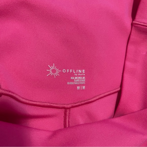 Aerie Leggings Women's Size Medium Pink High Waisted Crossover‎ Flare Pant - Picture 6 of 8